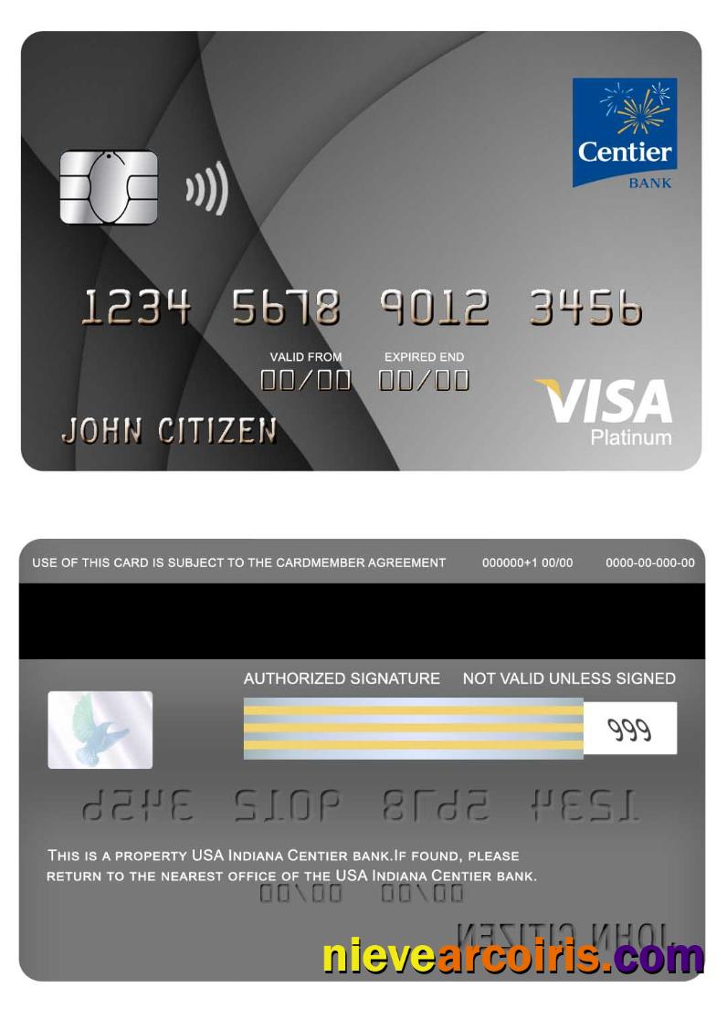 USA Indiana Centier bank visa platinum card